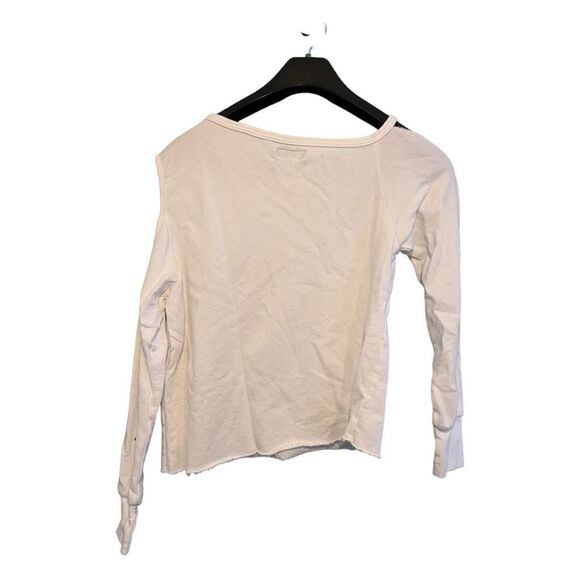 Michael Lauren Distressed Sweatshirt White French Terry Long Sleeve Crewneck S - Picture 5 of 11